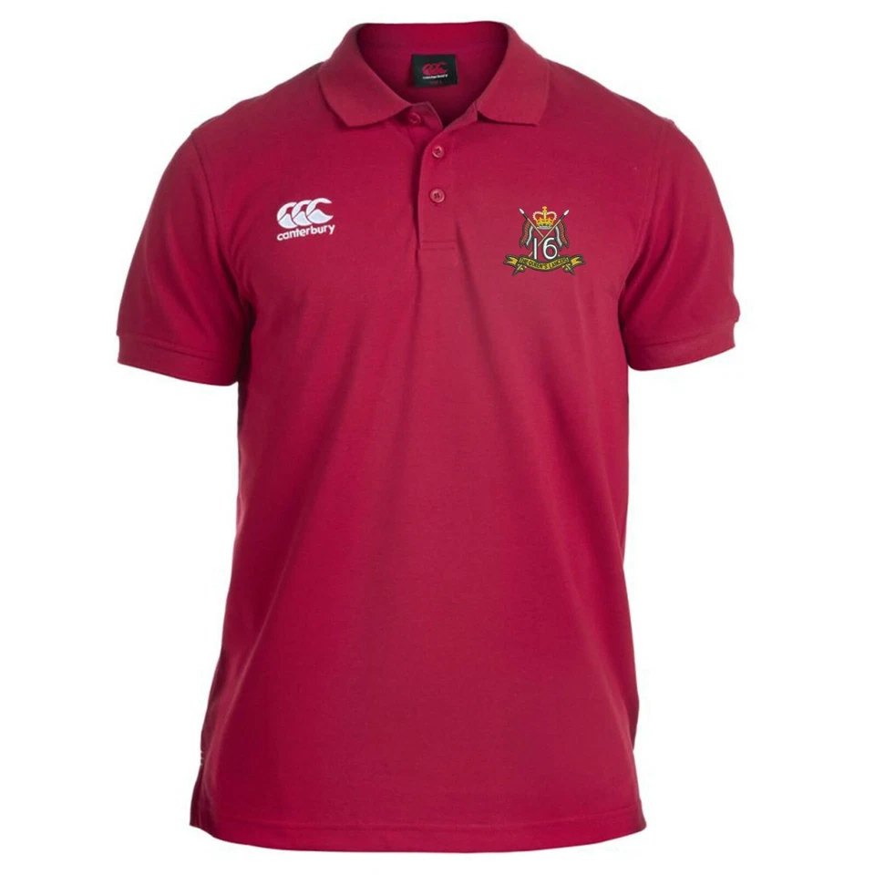 OFFICIAL 16th/ 5th Queen's Royal Lancers embroidered Canterbury Rugby Polo Shirt - Image 1 of 1