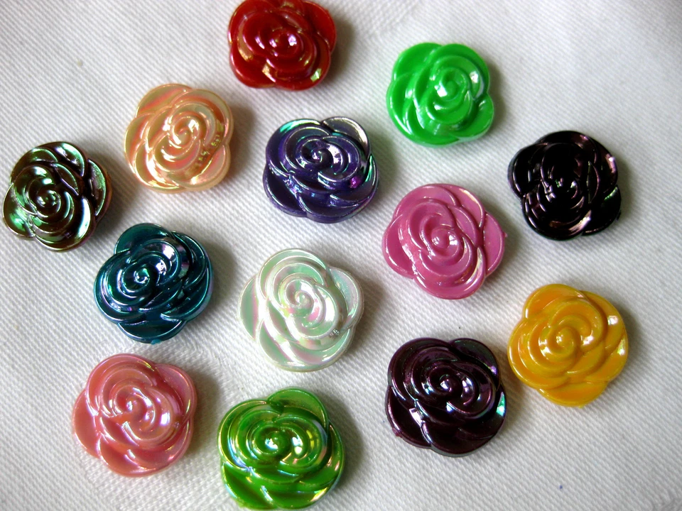 15 Knöpfe Blumen 15 mm,  verschiedene Farben,Farbe wählbar  ,K71 - Bild 1 von 1