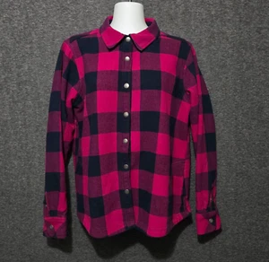 Orvis Fleece gefütterte Flanelljacke Damen Große 14-16 rosa blau Druckknopfleiste - Bild 1 von 13