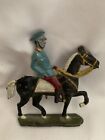 Vintage Cast Iron Soldier On Horse Standing Toy 2”1/2