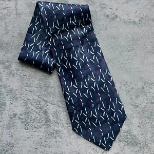 Luciano Gatti Italian Necktie Dark Blue Geometric 100% Silk Tie Made in Italy - Picture 1 of 6