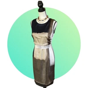 Vestido vaina sin mangas de seda para mujer Elie Tahari marrón oscuro crema acuarela 6 M - Imagen 1 de 9
