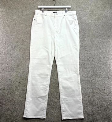 Talbots Straight Leg Jeans Womens 12 White Denim Cotton Curvy Fit High Rise - Image 1 of 4