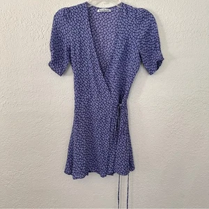 Reformation Lucky Floral Purple Argentina Wrap Mini Dress XS - Bild 1 von 7