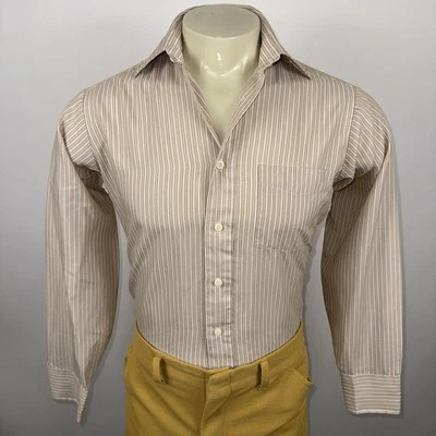 Camisa de Vestir Vintage Sears Años 70 Disco Boogie Noches Marrón Pequeña Para Hombre 14.5 32 33 Foto 1 de 4