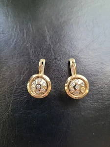 18k yellow gold and diamond French Clip-back earrings - Picture 1 of 3