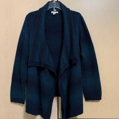 Cárdigan abierto Coldwater Creek para mujer suéter mezcla de lana azul verde plus 2X 20-22 Foto 1 de 4