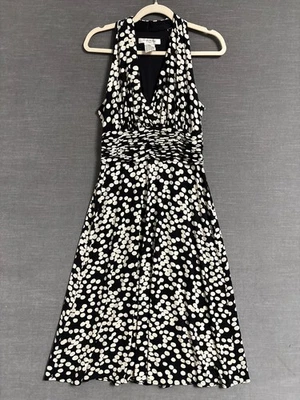 Vestido Vintage Evan Picone 8 Polkadot Sin Mangas Acanalado Halter Cóctel Años 90 y2k Foto 1 de 4