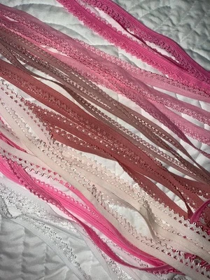 Lote 35 yardas PICOT lencería elástica para coser rosa malva blanco 3/8" 1/2" Foto 1 de 2