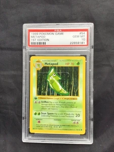 Pokemon Cards: Base Set 1st Edition Common: Metapod 54/102 PSA 10 - Picture 1 of 6