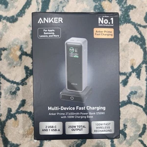 Anker Prime 27650mAh 3-Port USB-C Power Bank 250W +100W Charging Base Smart App - Picture 1 of 9