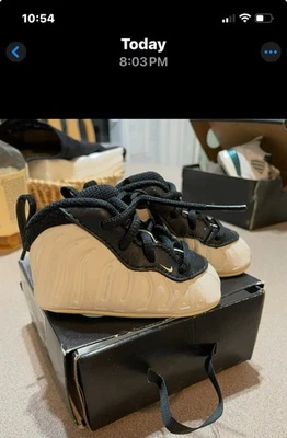 Botines Nike Little Posite One Cuna (CB) Talla 3c Negro Marrón Madera de Orewood Claro Foto 1 de 4