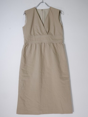 Abito smanicato Burberry cotone nylon elasticizzato punto beige taglia 40