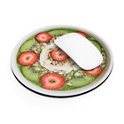 Kiwi Strawberry Bowl Mousepad - 7.5 inch circle mat - Food Art Colorful Gift