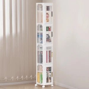 4 Tier Tall Narrow Storage Cabinet w/Lockable Wheels & Adjustable Shelf Bathroom - Picture 1 of 22