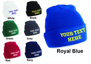 Personalised Beanie hat, Printed with FREE TEXT PRINT, Custom Hat Mens Ladies - Picture 1 of 14
