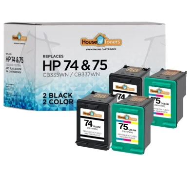 4PK Compatible With HP 74 Black HP 75 Color Ink HP Deskjet D4260 D4263 D4268  - Image 1 of 2