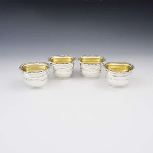 Antique Set Of Four Victorian Silver Bombe Table Salts Elkington & Co 1898 - Picture 1 of 9