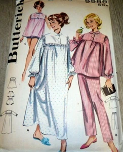 *LOVELY VTG 1950s PAJAMAS & NIGHTGOWN BUTTERICK Sewing Pattern 14/34 FF - Picture 1 of 1