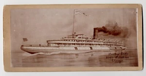 WHALEBACK STEAMER CHRISTOPHER COLUMBUS HARTLEYS STUDIO CABINET CARD JULY 5, 1895 - Picture 1 of 2