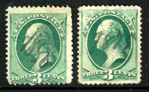 1875 & 1880 MANUSCRIPT Year Cancels 3 Cent Washington Banknotes US 55F41 - Picture 1 of 3