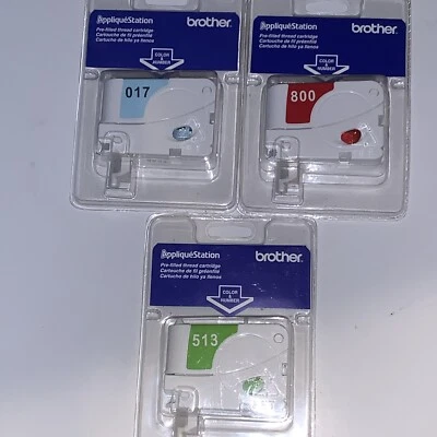Brother AppliqueStation Three Pre Filled Thread Cartridges TAC800 TAC513 TAC017 - Image 1 of 4