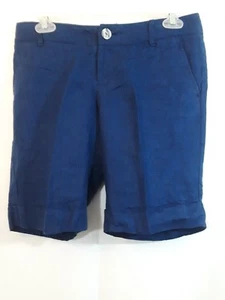 The Limited Women's Juniors Size 0 Blue Linen Casual Bermuda Shorts  - Picture 1 of 7