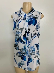 Karl Lagerfeld Women's L White Multi/C Floral Sleeveless Blouse Shirt Top NWT - Picture 1 of 7