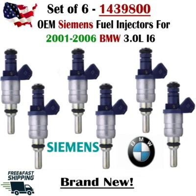 Inyectores de combustible Siemens OEM 6 piezas nuevos para BMW 2001-2006 3,0 L V6 #1439800 Foto 1 de 4