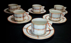6 tasses a café + soucoupes faïencerie d Onnaing Nord art déco 1940 - Imagen 1 de 10
