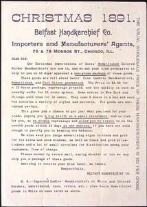 Pañuelo de Navidad 1891 anuncio impreso Belfast pañuelo Co Chicago Il anuncio impreso - Imagen 1 de 2