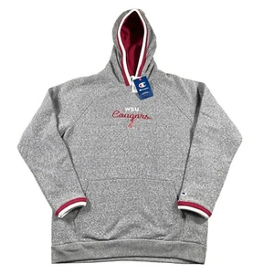 NWT Champion Washington State Cougars Gray Embroidered Spellout Hoodie Mens Sz L - Picture 1 of 8