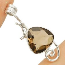 4CT Natural Smoky Topaz 925 Solid Sterling Silver Pendant Jewelry NW15-7