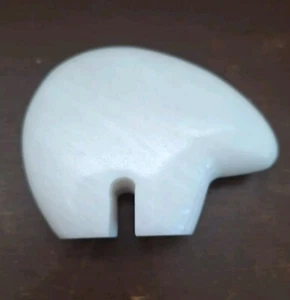 Fetish Hand Carved bear white marbled stone - large 4" - Picture 1 of 4