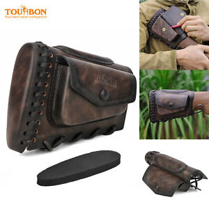 TOURBON Leather Recoil Pad Shooting Rifle Cheek Rest Piece Gun Buttstock Pouch