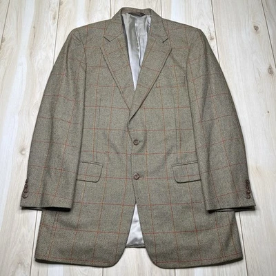 Paul Stuart Scotland Tweed Wool Big Windowpane Sport Coat Mens Size 43L Blazer - Image 1 of 4