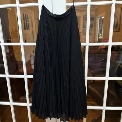 Vintage 90s Ralph Ralph Lauren Black Long Pleated Skirt 4 Just Fabulous 29 X 39 - Image 1 of 4