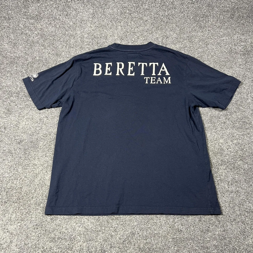 Beretta Shirt Mens XL Navy Cotton Crewneck Short Sleeve Beretta Team Graphic - Image 1 of 4