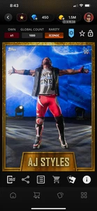 DIGITAL Topps WWE Slam Vanguards 25 AJ Styles Gold Motion - Picture 1 of 2