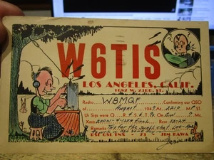 G25 Old QSL Amateur Ham Radio Operator Card LOS ANGELES CALIFORNIA Jim Kawa QSO - Picture 1 of 2