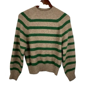Mango Größe XS hellbraun grün gestreifter Pullover mit Rundhalsausschnitt adretter Herbst MNG - Bild 1 von 8