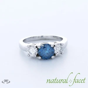 ANILLO DE COMPROMISO CLÁSICO ORO BLANCO 14K CORTE REDONDO AZUL/SI2 DIAMANTES NATURALES 2,2 QUILATES - Imagen 1 de 4