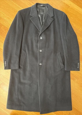 Jos A. Bank Wool Cashmere Blend Overcoat / Top Coat - 42 Reg - Black -EXCELLENT! - Image 1 of 4