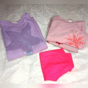 Girls Purple Pink Lot Size 7/8 M Sweater Leggings 2-Piece Pajamas Play Condition - Picture 1 of 10