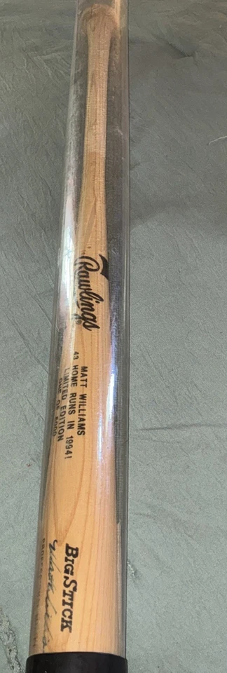 Limited Matt Williams 1994 firmado nuevo Rawlings Big Stick murciélago + certificado de autenticidad/soporte de tubo Foto 1 de 4