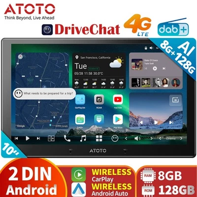 ATOTO X10 DAB+ Android 13 Autoradio 8+128GB Wireless CarPlay/Android Auto 4G AI - Bild 1 von 4