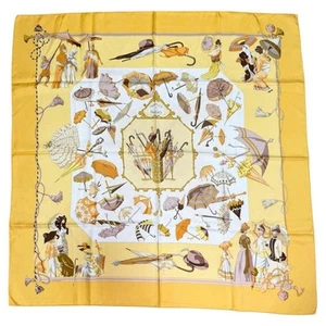 Hermes Carre 90 Silk Umbrella Rain & Sun Parasol Used Rare - Picture 1 of 12