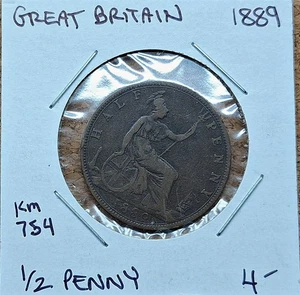 Nice Old Victoria British 1/2 penny half 1889 Coin Vintage World Foreign !! - Picture 1 of 2