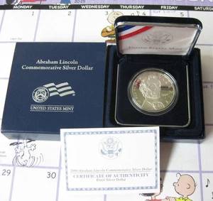 2009-P Proof Abraham Lincoln Commemorative Silver Dollar $1 w/box/COA - Picture 1 of 1
