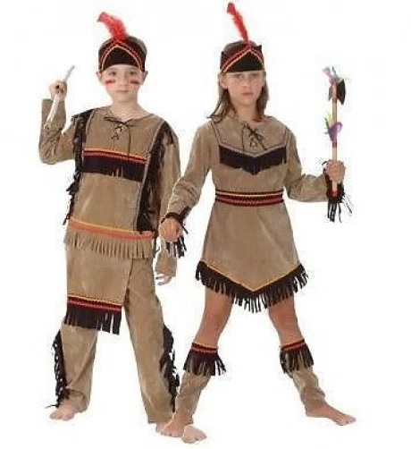 NATIVE RED INDIAN BOY AND GIRL FANCY DRESS COSTUMES - Image 1 of 1